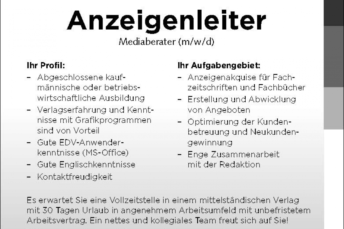 Anzeigenleiter Galvanotechnik / Leuze Verlag